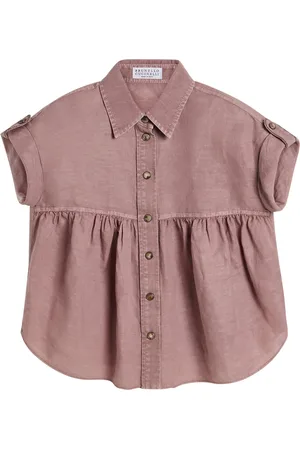 Brunello Cucinelli Linen-Cotton Short-Sleeve Shirt