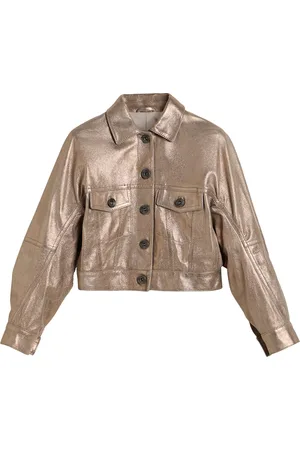 Brunello Cucinelli Lamé Leather Jacket