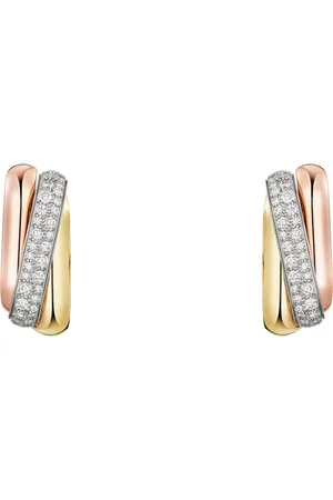 Cartier White, Rose, Yellow Gold and Diamond Trinity Box Earrings