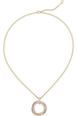 Cartier Large White, Rose, Yellow Gold and Diamond Trinity Necklace