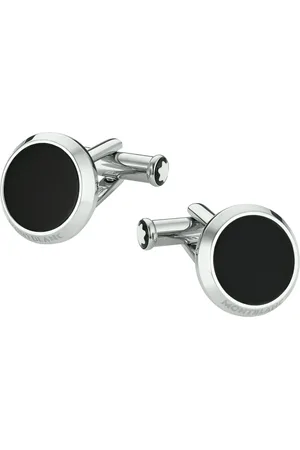 Montblanc Stainless Steel and Onyx Meisterstück Cufflinks
