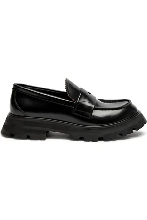 Alexander McQueen Wander Glossed Leather Penny Loafers - - 5