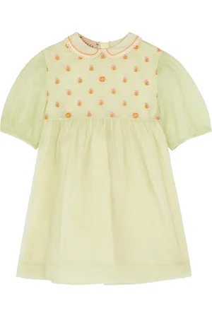 Gucci Kids Floral-embroidered Silk-organza Dress - - 24 Months