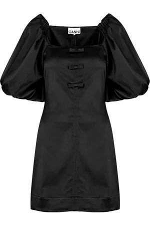 Ganni Bow-embellished Satin Mini Dress - - 36 (UK8 / S)