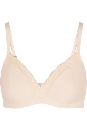 Hanro White Lace-trimmed Soft-cup Bra, Bra, , Hook Fastening - 32A