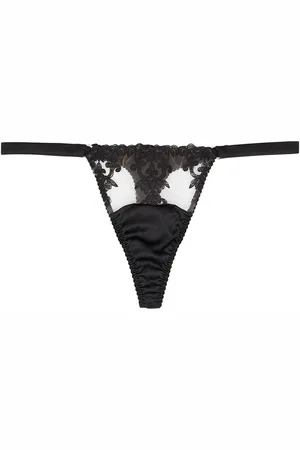 Fleur of England Onyx Silk-blend Satin Thong - - L