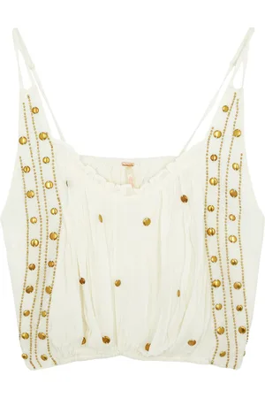 Free People Virgo Bead-embellished Chiffon Tank - - L