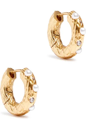 Anni Lu Gem In A Hoop 18kt -plated Hoop Earrings - One Size