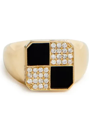 YVONNE LÉON Bague Petit Damier 9kt Gold Pinky Ring - - 46