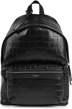 Saint Laurent City Crocodile-effect Leather Backpack - - One Size