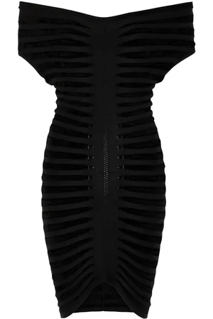 Alaïa Off-the-shoulder Ribbed Mini Dress - - 12