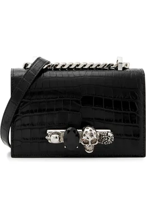 Alexander McQueen The Jewelled Satchel Mini Crocodile-effect Leather Cross-body bag - - One Size