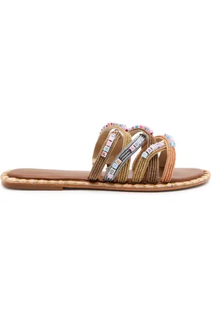 DE SIENA Sandrine Beaded Leather Sliders - - 40 (IT40 / UK7)