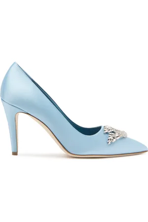 Manolo Blahnik Palos 90 Embellished Satin Pumps
