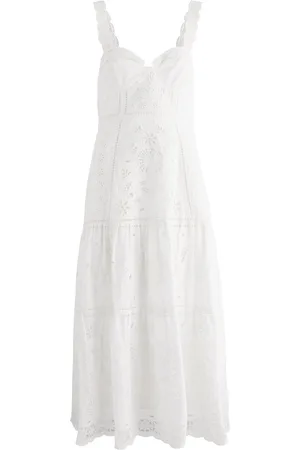 Farm Rio Richillieu Broderie Anglaise Cotton Midi Dress - - XL
