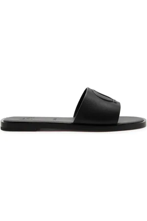 Christian Louboutin CL Embossed Leather Sliders - - 3