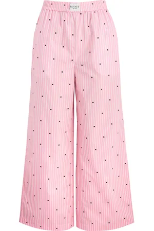 ROTATE Striped Logo Cotton Trousers - - M (UK12 / M)