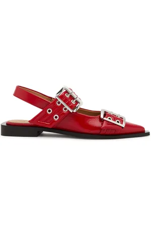 Ganni Womens Buckle Ballerina Faux Leather Slingback Flats UK3 - 36 (IT36/ UK3)