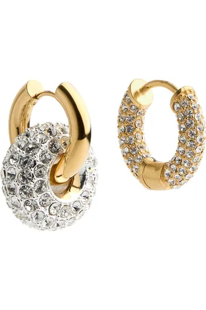 Timeless Pearly Crystal-embellished 24kt -plated Hoop Earrings - One Size