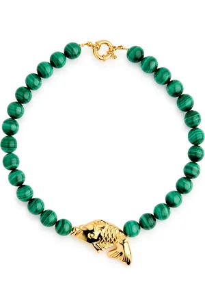 Timeless Pearly Fish Beaded Malachite Necklace - - One Size