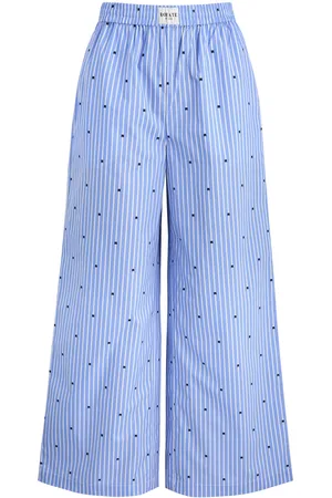 ROTATE Striped Logo Cotton Trousers - - M (UK12 / M)
