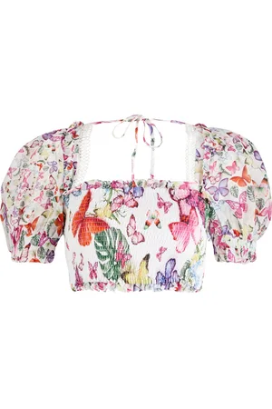 CHARO RUIZ IBIZA Lirio Printed Cropped Cotton-blend top - - M (UK12 / M)
