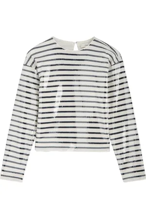 Frame Striped Sequin-embellished Cotton top - - L (UK14 / L)