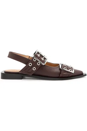 Ganni Womens Buckle Ballerina Faux Leather Slingback Flats UK3 - 36 (IT36/ UK3)