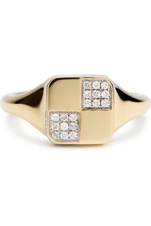 YVONNE LÉON Baby Chevaliere Damier 9kt Pink Ring - 48 (UK J 1/2)