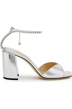 Jimmy Choo Saeda 85 Metallic Leather Sandals - - 39 (IT39 / UK6)