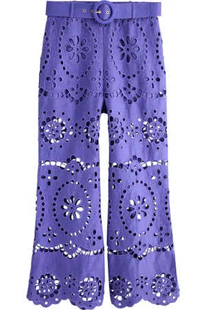 ZIMMERMANN Pop Embroidered Linen Trousers - - 2 (UK 12 / M)
