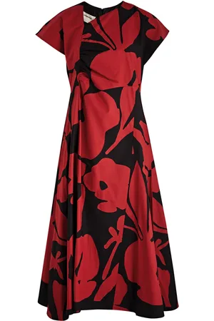 LOVEBIRDS Floral-appliquéd Twill Midi Dress - - L (UK16)