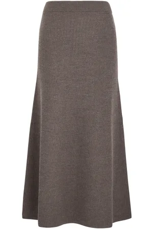 Max Mara Agile Ribbed Wool Midi Skirt - - L (UK14 / L)