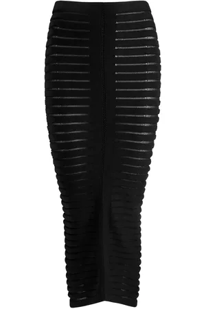 Alaïa Striped Textured-knit Midi Skirt - - 38 (UK10 / S)