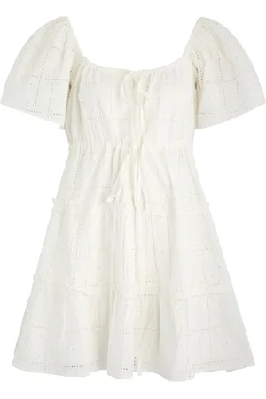 Ganni Broderie Anglaise Cotton Mini Dress - - 34 (UK6 / XS) - 34 (UK6 /xs)