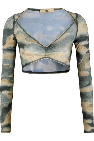 KNWLS Camouflage-print Cropped Stretch-jersey top - - M (UK12 / M)