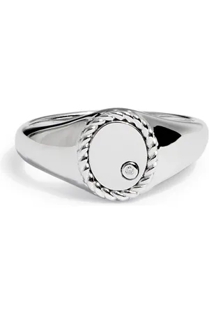 YVONNE LÉON Baby Chevaliere Ovale 9kt White Gold Pinky Ring - - 47