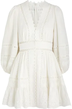 ZIMMERMANN Pop Embroidered Linen Mini Dress - - 4 (UK 16 / XL) - 4 (UK 16 /xl)