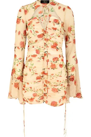 De La Vali Lorena Floral-print Ruched Chiffon Mini Dress - - 12 (UK12 / M)