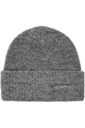 Ganni Logo-embroidered Knitted Beanie - - One Size