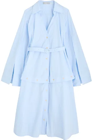 PALMER / HARDING Spliced Striped Belted Cotton-poplin Shirt Dress - - 12 (UK12 / M)