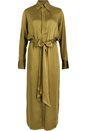 PETAR PETROV The Slippery Belted Satin Midi Shirt Dress - - 42 (UK14 / L)