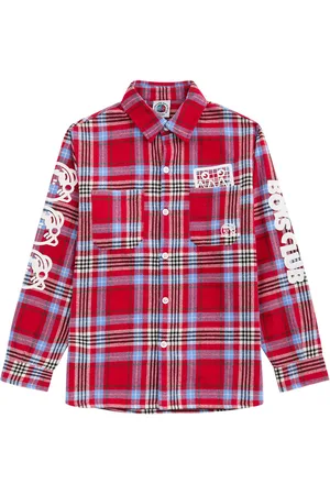 Billionaire Boys Club Kids Logo-print Checked Flannel Shirt