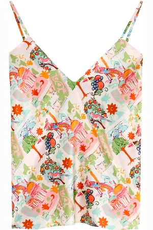Jessica Russell Flint Paradise Island Printed Stretch-silk Pyjama top - - XS (UK6 / XS) - XS (UK6 /xs)