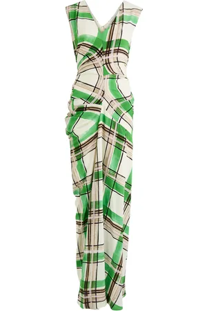 DRIES VAN NOTEN Daring Checked Draped Maxi Dress - - 38 (UK10 / S)