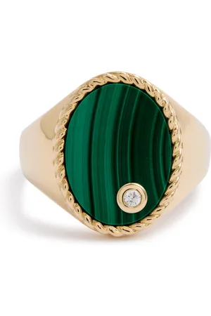 YVONNE LÉON Chevalière Oval Embellished 9kt Gold Ring - - 53 (UK N / US 6.75)