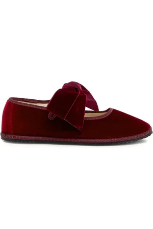VIBI VENEZIA Bow Velvet Mary Jane Flats - - 36 (IT36/ UK3)