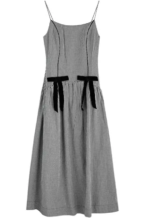 Damson Madder Persephone Gingham Cotton Midi Dress - - 14 (UK14 / L)