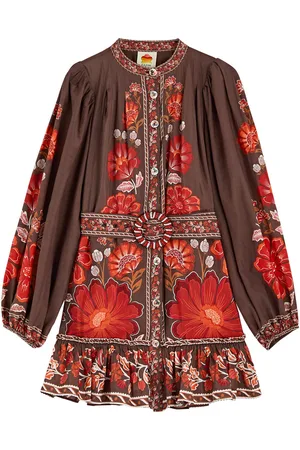 Farm Rio Gigi Floral-print Cotton-blend Mini Dress - - L (UK14 / L)