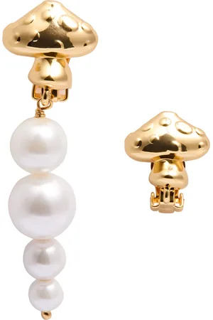 Timeless Pearly Mismatch 24kt -plated Mushroom Hoop Earrings - One Size